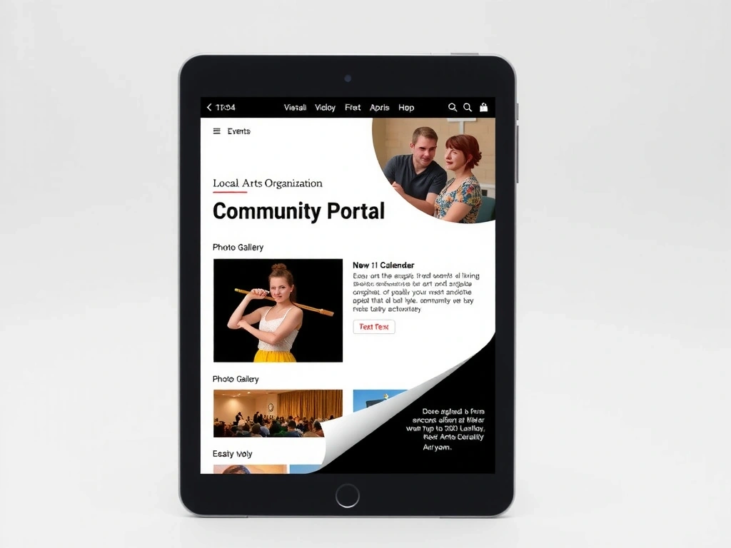 Arts community portal mockup
